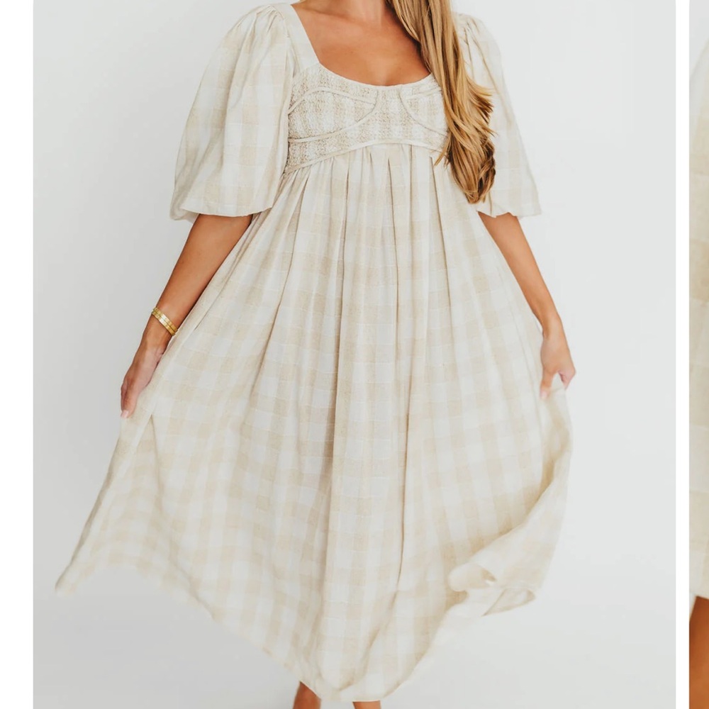 Cream Puff Sleeve Maxi Dress